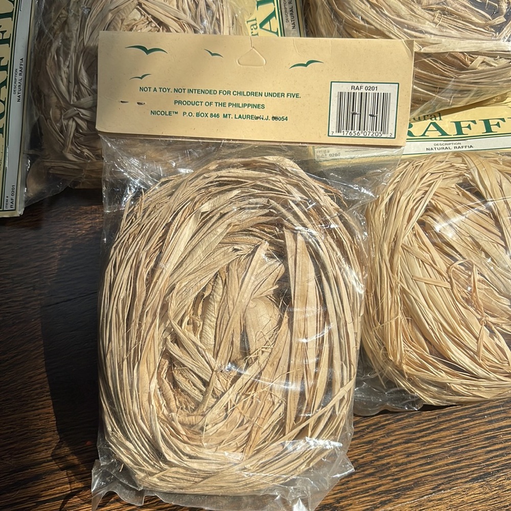 6 2 Oz bags natural raffia. New! Cleaning out my attic! - Picture 2 of 4
